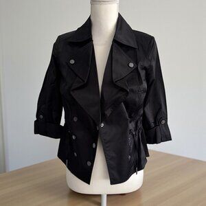 WHITE HOUSE BLACK MARKET WHBM Black Satin Finish Jacket Blazer Size 00